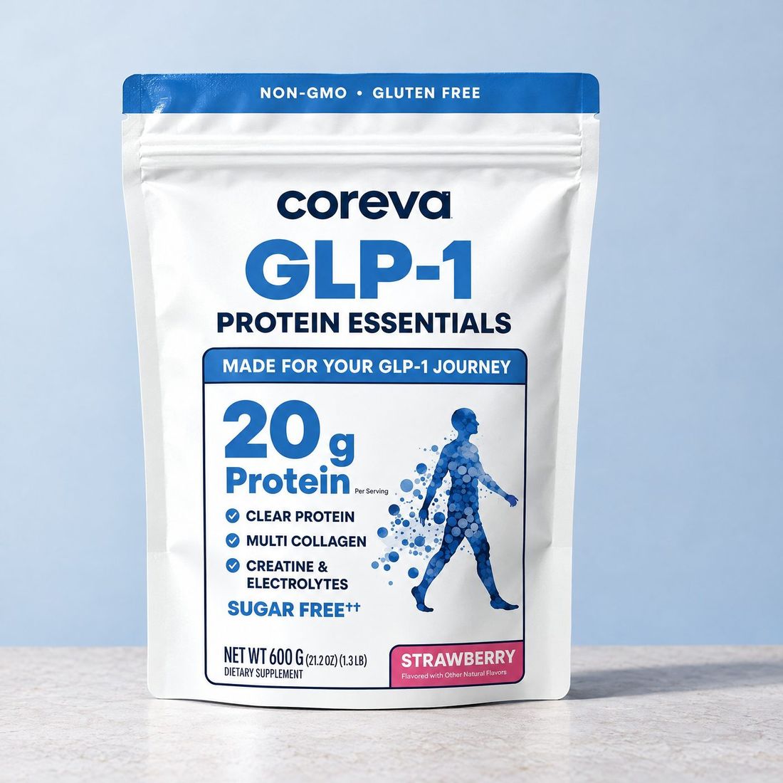 Coreva GLP-1 Protein Essentials pouch, strawberry
